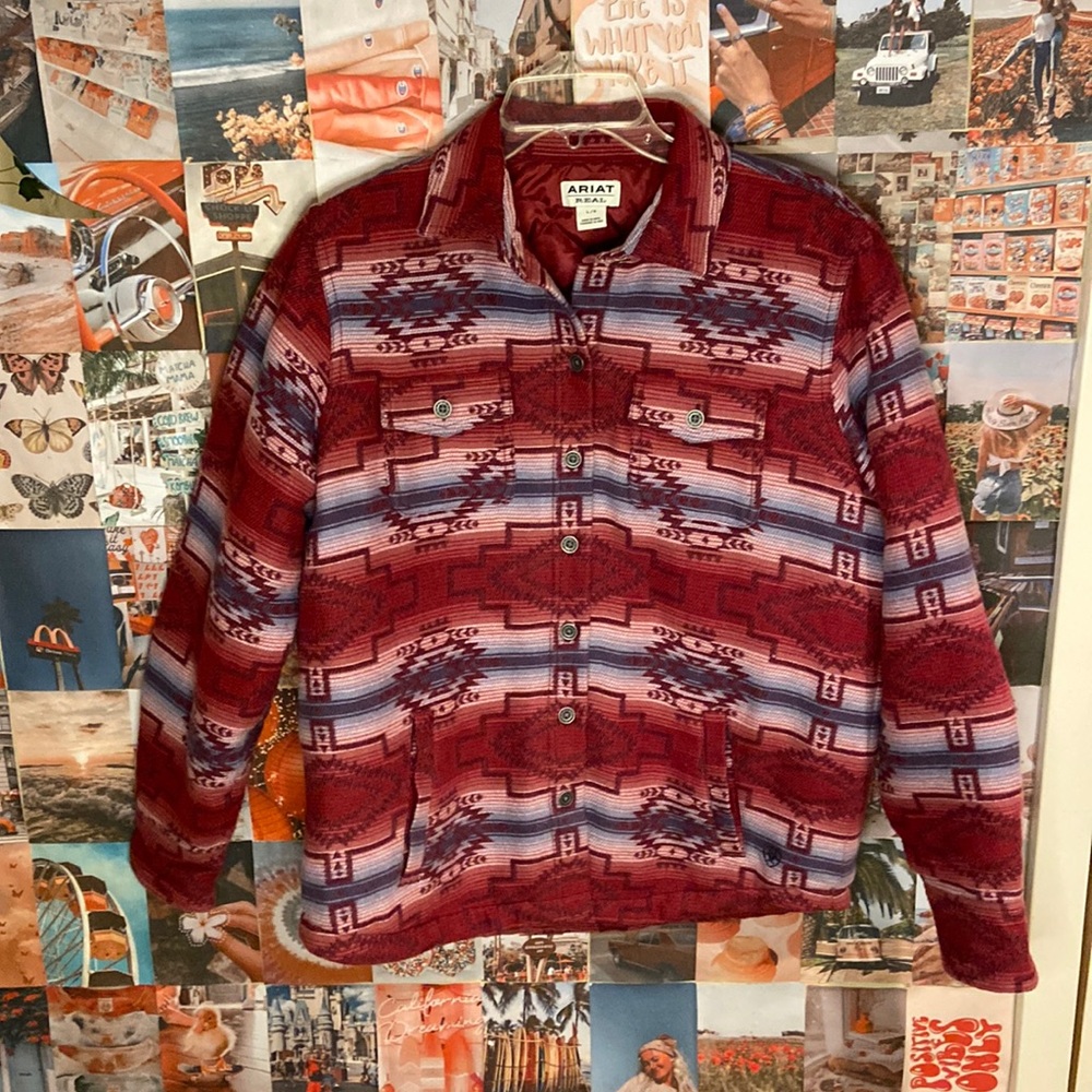 ❌SOLD❌ Ariat Women’s Real Shacket Shirt Jacket In Tuscan Stripe Size Large